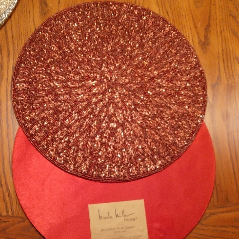 Set Of Two Nicole Miller Home Beaded Charger/Placemats